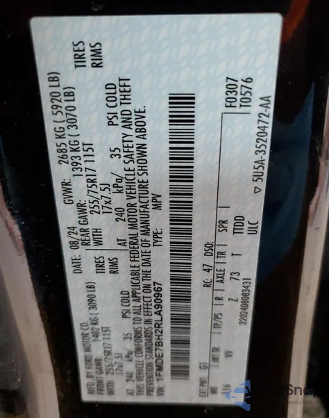 2024 Ford Bronco Big Bend z USA, uszkodzony, nr VIN 1FMDE7BH2RLA90967